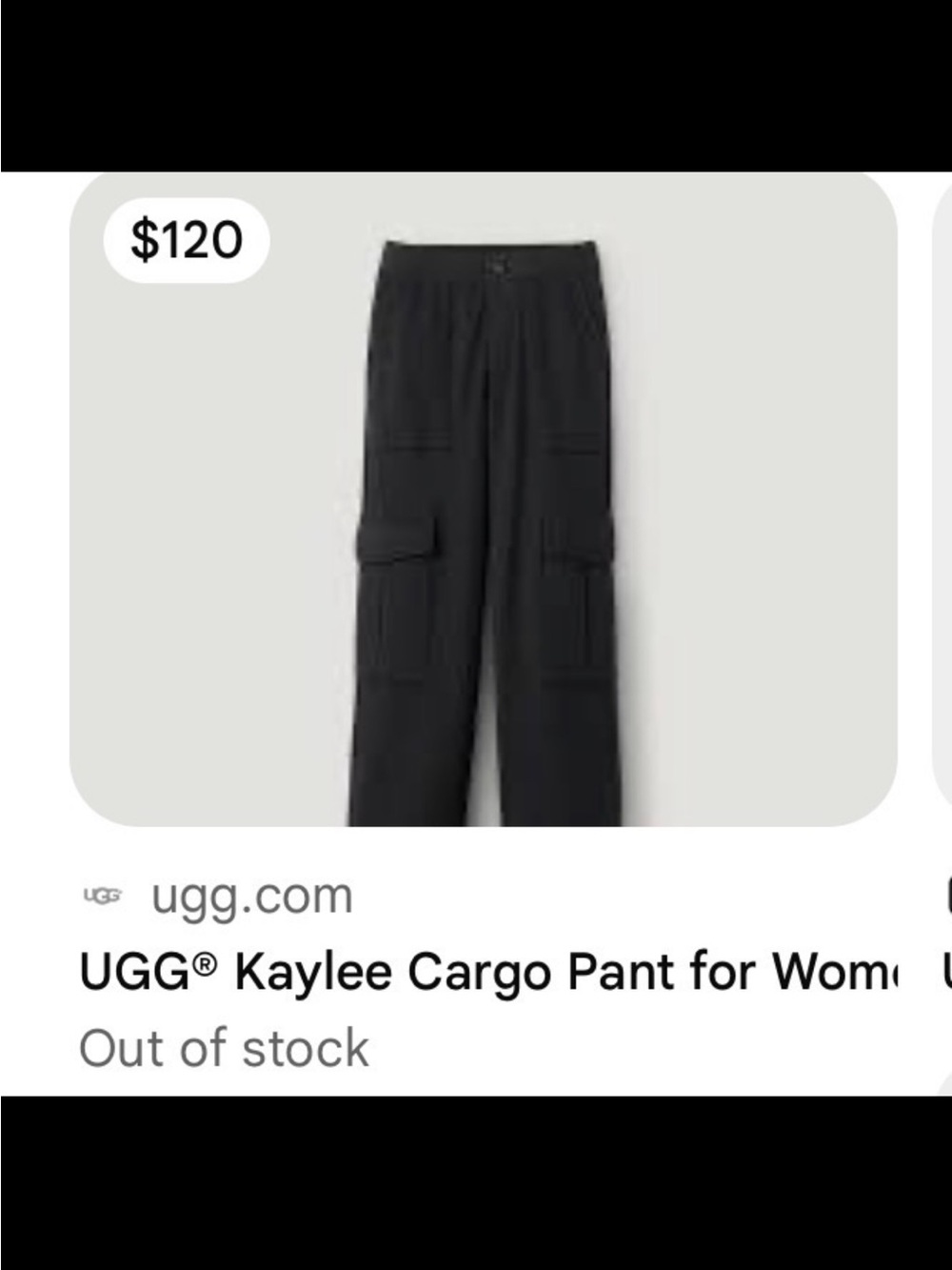 UGG Black Wide-Leg Cargo Pants for Women